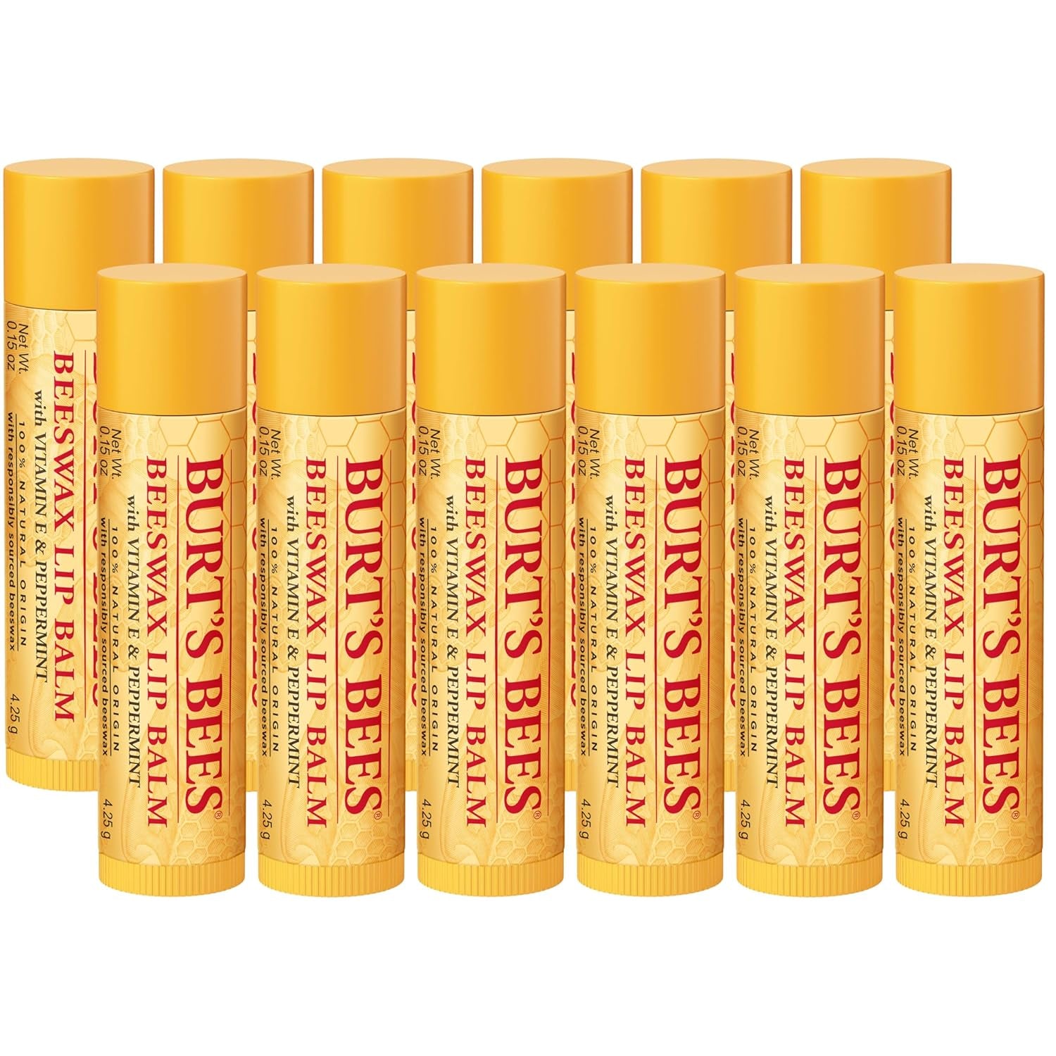 Lip Balm - Original Beeswax 12 Count Pack in Bulk, Lip Moisturizer with Responsibly Sourced Beeswax, Tint-Free, Natural Origin Conditioning Lip Treatment, 12 Tubes, 0.15 Oz