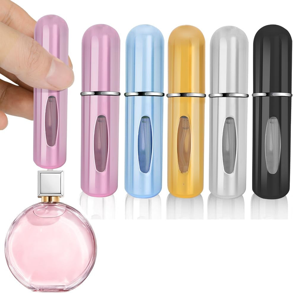 Refillable Perfume Atomizer Bottle, 5Pcs Portable 5Ml Mini Refillable Perfume Spray Scent Pump Case Perfume Dispenser Pump Transfer Tool for Travel