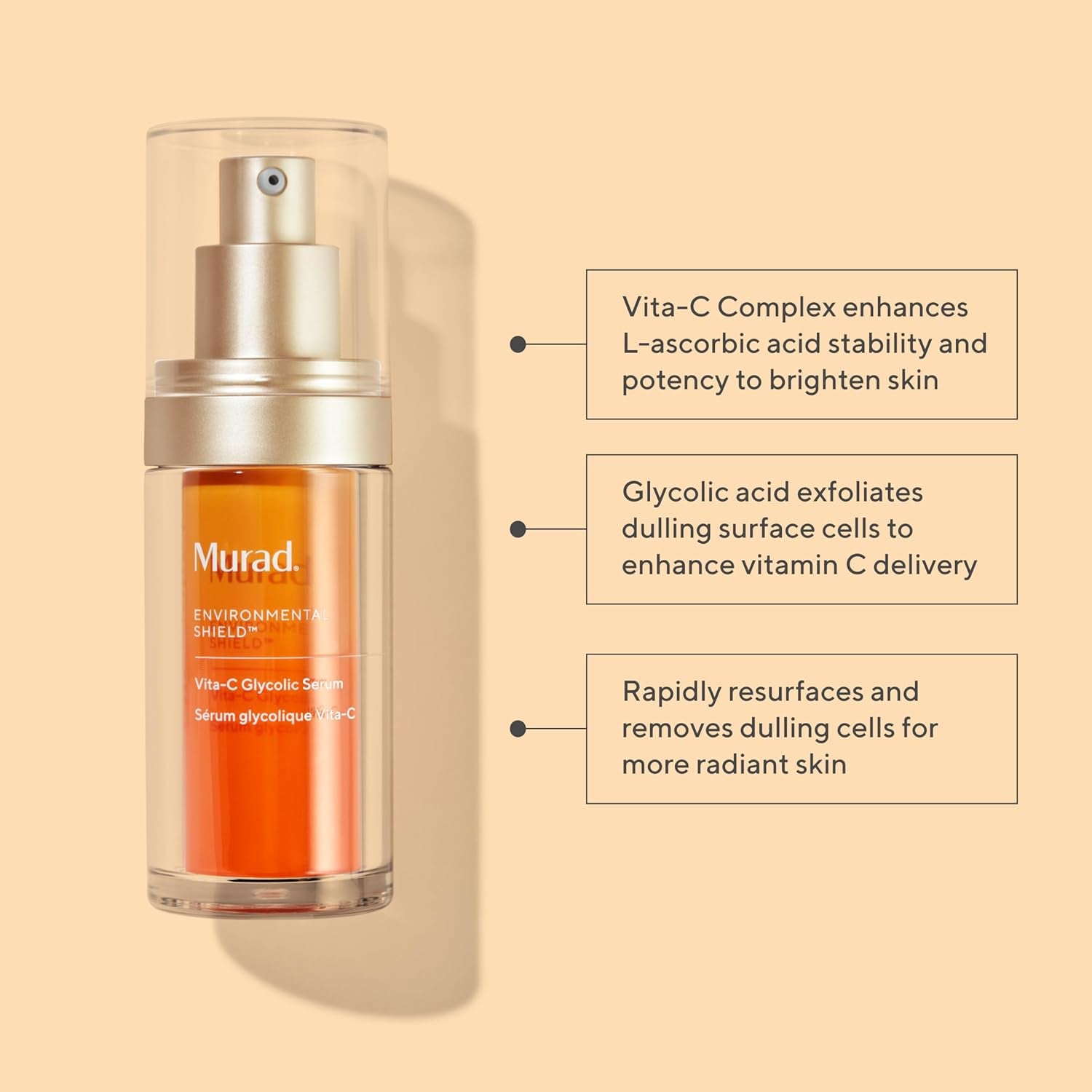 Vita-C Glycolic Serum - Environmental Shield Skin Brightening Vitamin C Face Serum - Treatment Backed by Science